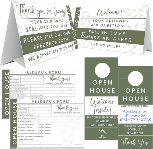 Open House Guest Registry & Feedback Kit, Earthy Green, Two-pack.