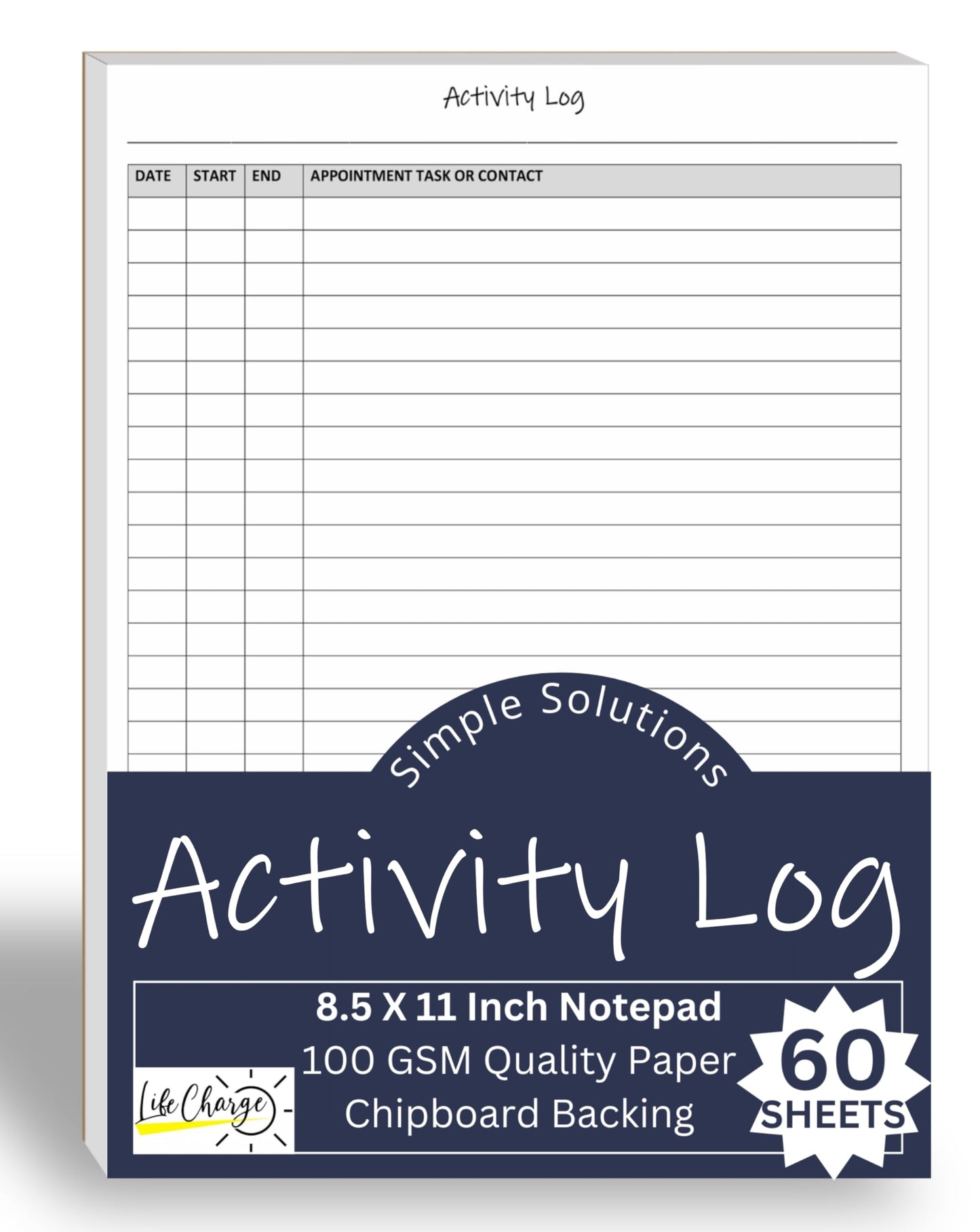 Timesheet Notepad Activity Log Notepad – Undated Daily Time & Communication Log (8.5 x 11 ...