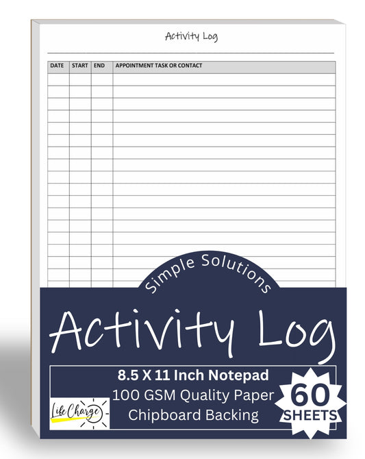 Activity Log Notepad – Daily Tracker Planning Pad for Office Productivity, Task Tracking & Time Management Planner – Work Communication Logbook Timesheet, Get Organized – 8.5 x 11 Legal Pad, 60 Page