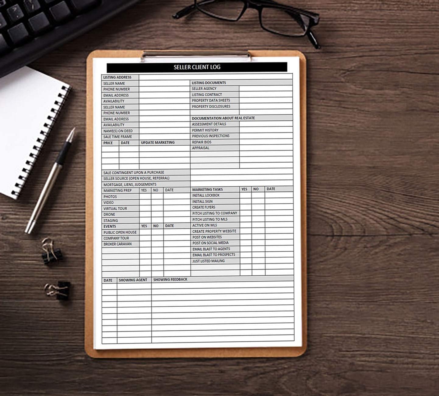 Seller Client Log Notepad – Real Estate Seller Tracking & Consultation Form (8.5 × 11)