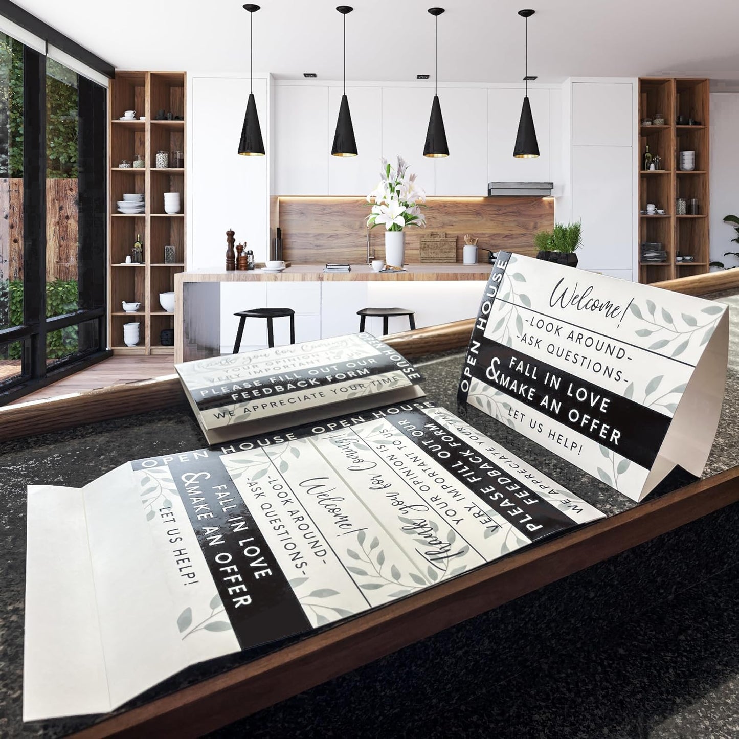 Open House Guest Registry & Feedback Kit, Elegant Black, Two-pack.