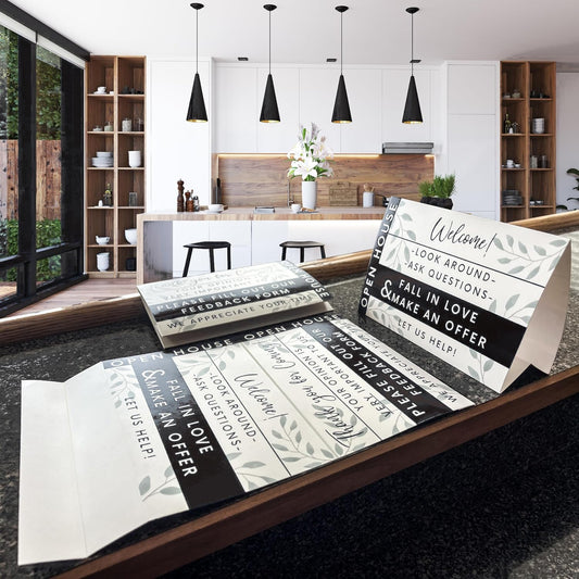 Open House Guest Registry & Feedback Kit, Elegant Black, Two-pack.