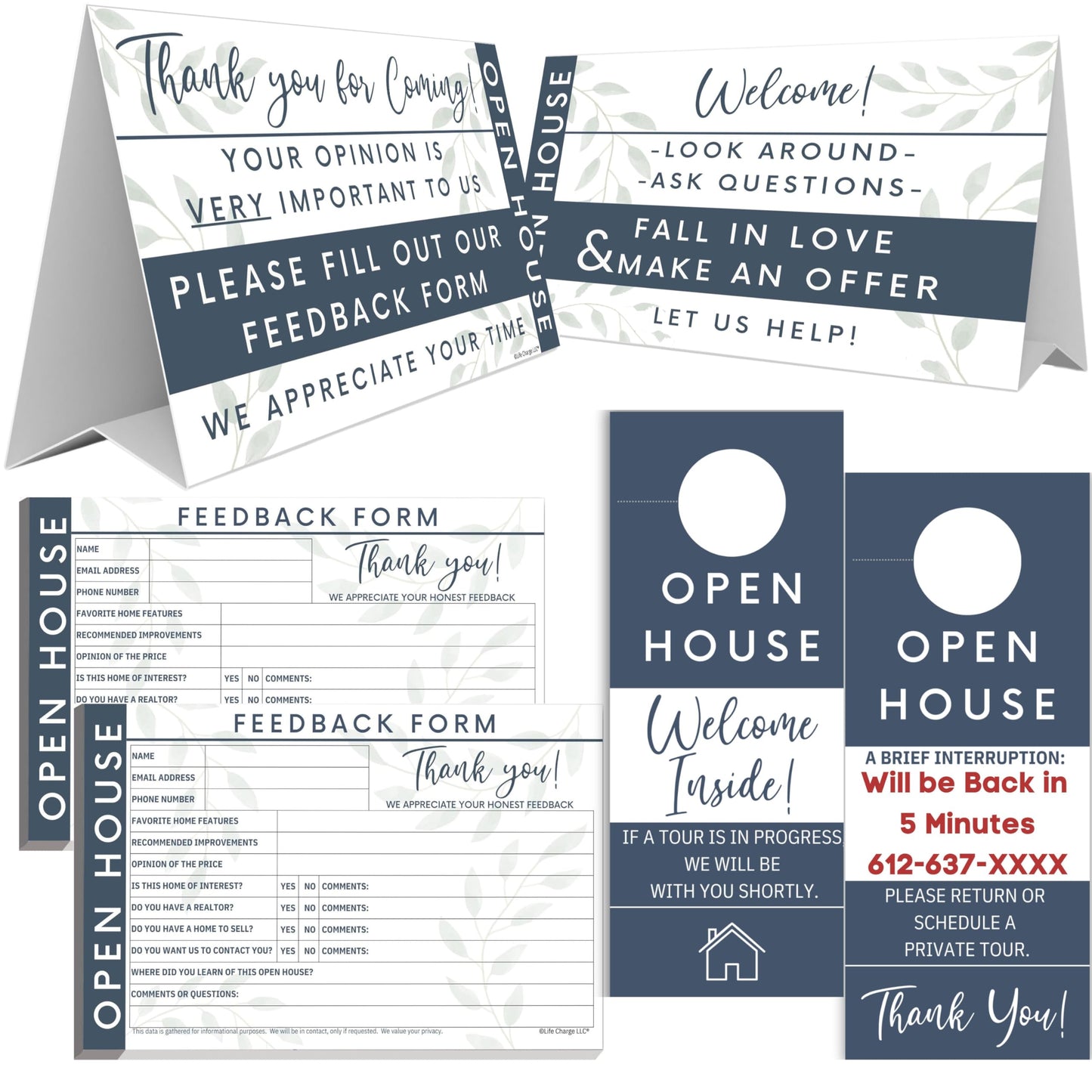Open House Guest Registry & Feedback Kit, Stately Blue, Two-pack.