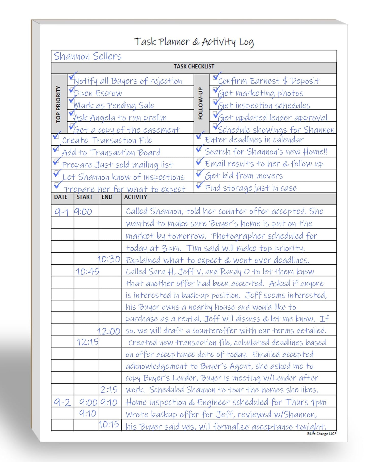Task Planner & Activity Log Notepad – 60 Page Undated Daily & Hourly Planning Pad, To-Do List, Checklist, Track Time & Tasks, ADHD Tracker – Organize Workday, Boost Productivity – 8.5 x 11 Tear Sheets