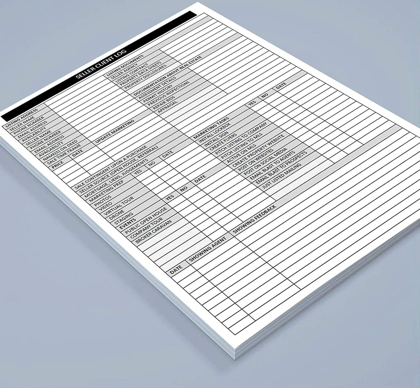 Seller Client Log Notepad – Real Estate Seller Tracking & Consultation Form (8.5 × 11)
