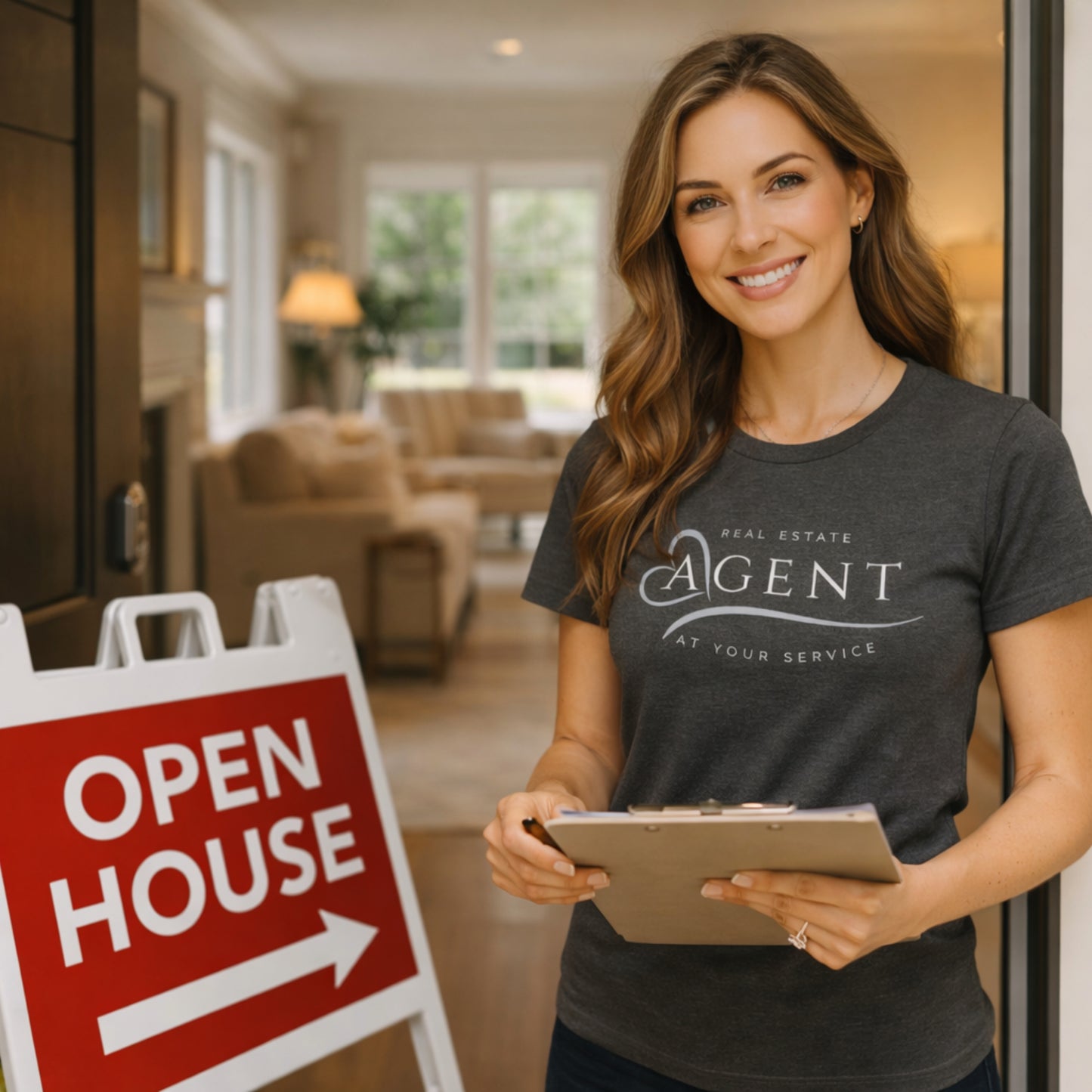 Women’s Real Estate Agent T-Shirt – “At Your Service” Professional Realtor Tee