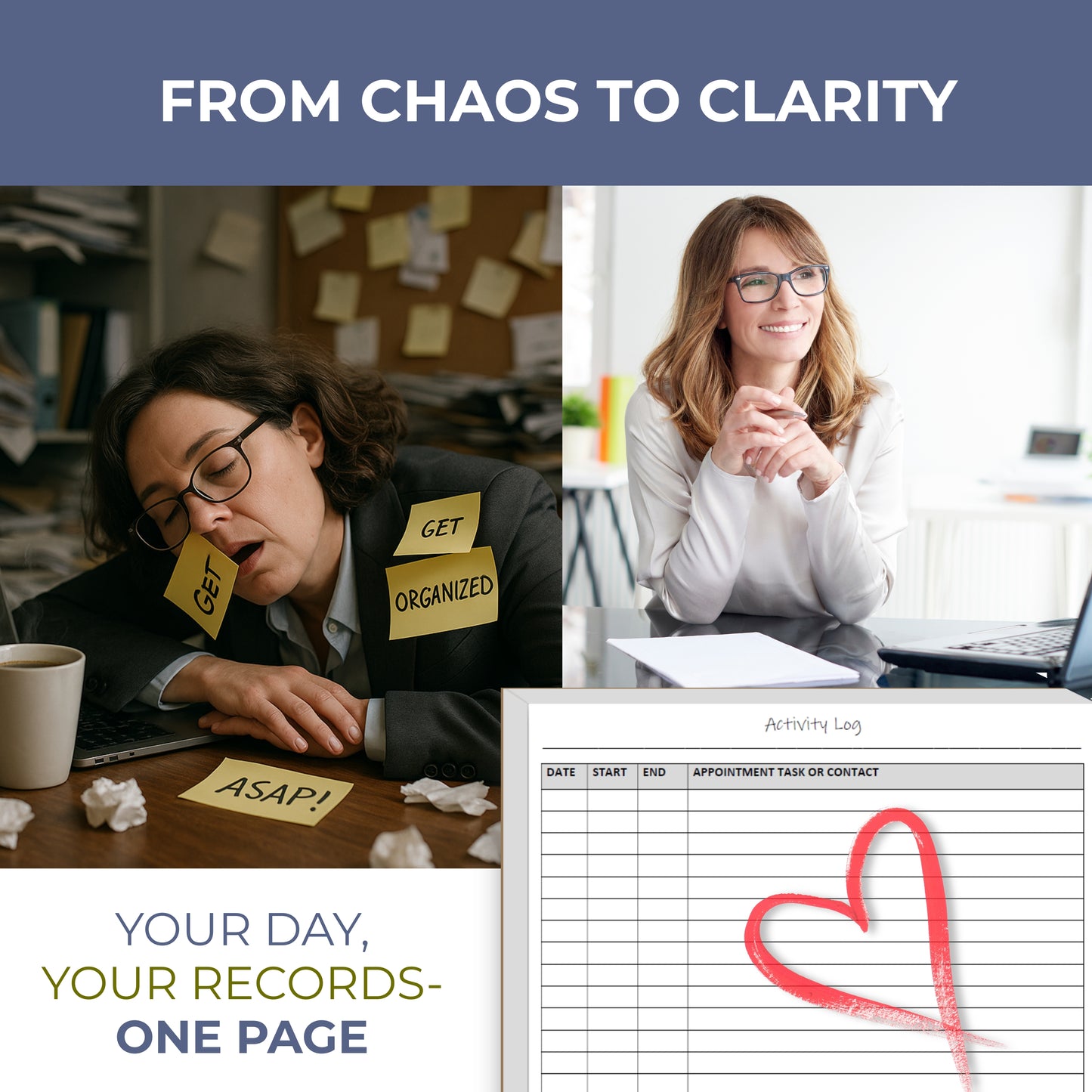 Activity Log Notepads(2 Pack, 50 Pages Each) Planner Pads to List a Task, Action or Contact. A Versatile Work Tool to Track Time & Office Productivity. 8.5 X 5.5, A5 Sheets.