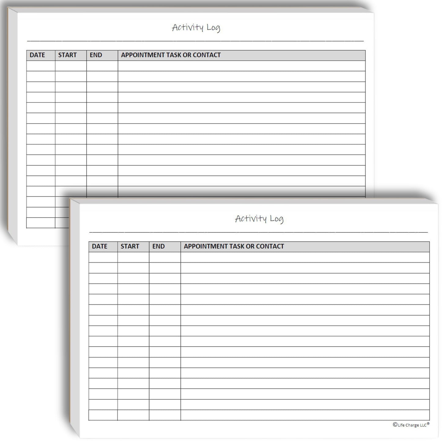 Activity Log Notepads(2 Pack, 50 Pages Each) Planner Pads to List a Task, Action or Contact. A Versatile Work Tool to Track Time & Office Productivity. 8.5 X 5.5, A5 Sheets.