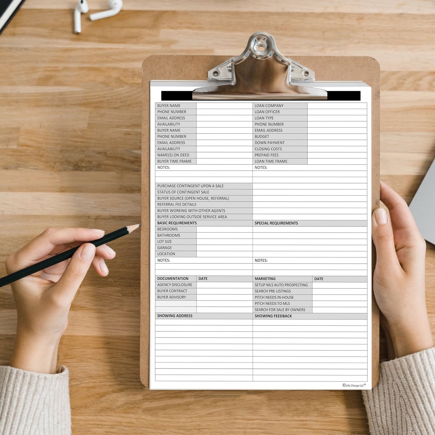 Buyer Client Log Notepad – Real Estate Buyer Tracking & Consultation Form (8.5 × 11)