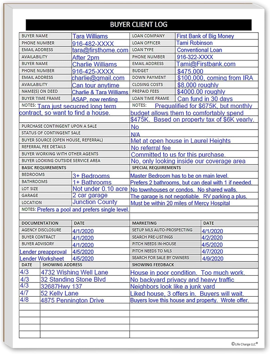 Buyer Client Log Notepad – Real Estate Buyer Tracking & Consultation Form (8.5 × 11)
