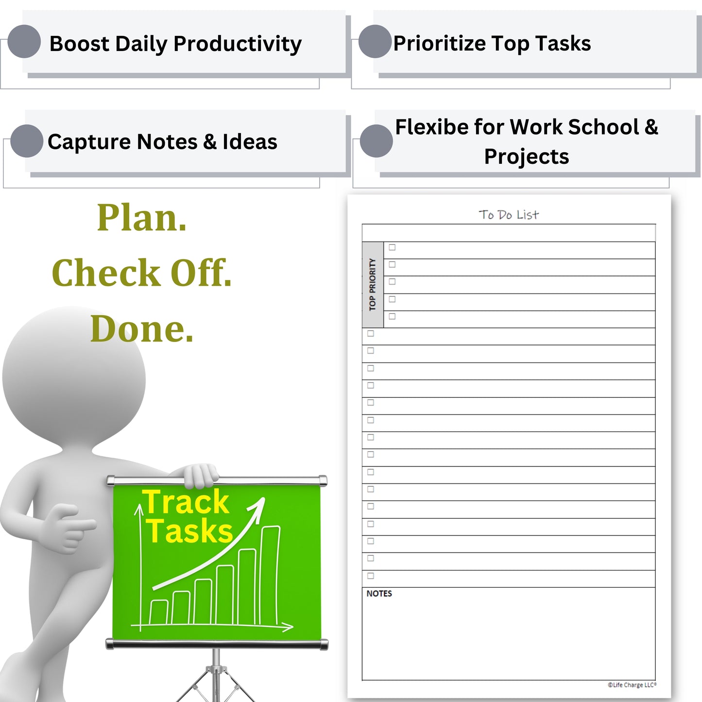 TO DO List Notepads (2 Pack, 50 Pages Each) Planner Pads. ToDo Checklist w/Priority & Note Sections. Organize & Track Projects, Clients or Daily Tasks. 5.5 X 8.5, A5 Sheets.