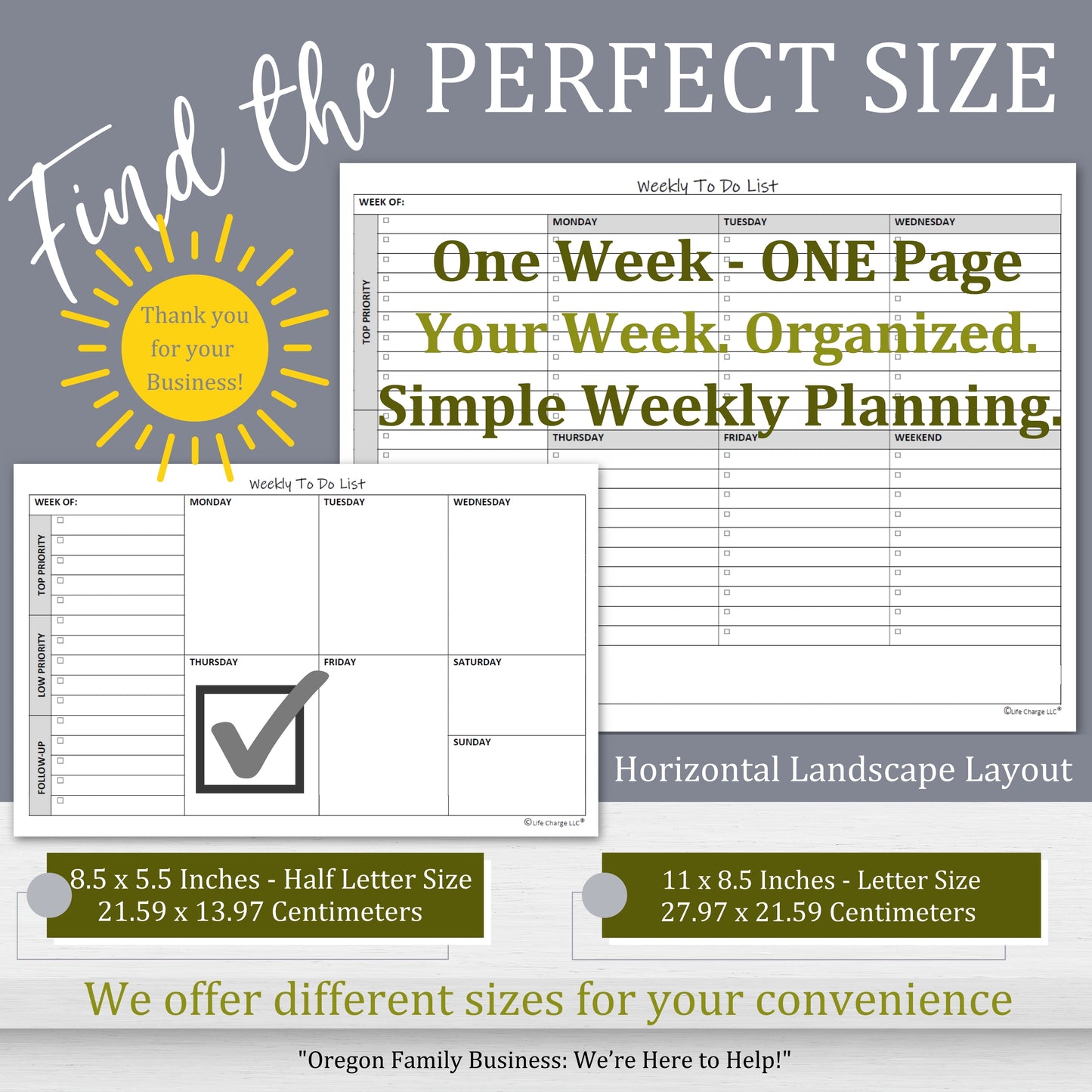 Weekly TO DO List Notepads (2 Pack, 50 Pages Each) Task Planner Pads w/Daily Checklist, Priority ToDo & Note Sections. Desk Notebook Pad to Organize Office. 8.5 X 5.5, A5 Sheets. Made in the USA.