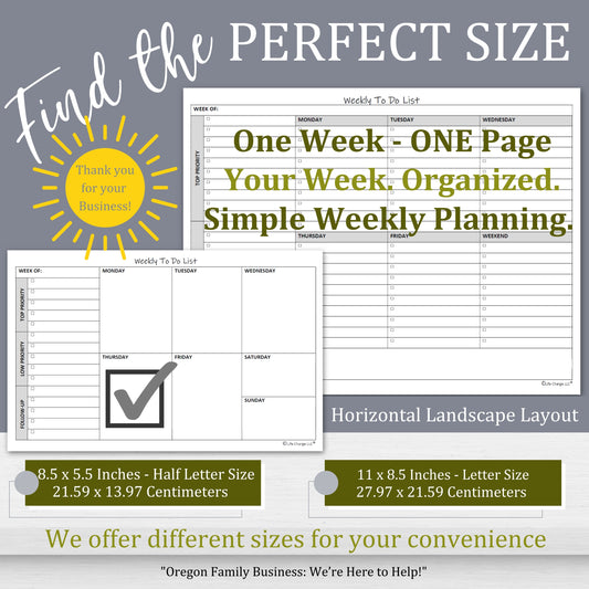 Weekly TO DO List Notepads (2 Pack, 50 Pages Each) Task Planner Pads w/Daily Checklist, Priority ToDo & Note Sections. Desk Notebook Pad to Organize Office. 8.5 X 5.5, A5 Sheets. Made in the USA.