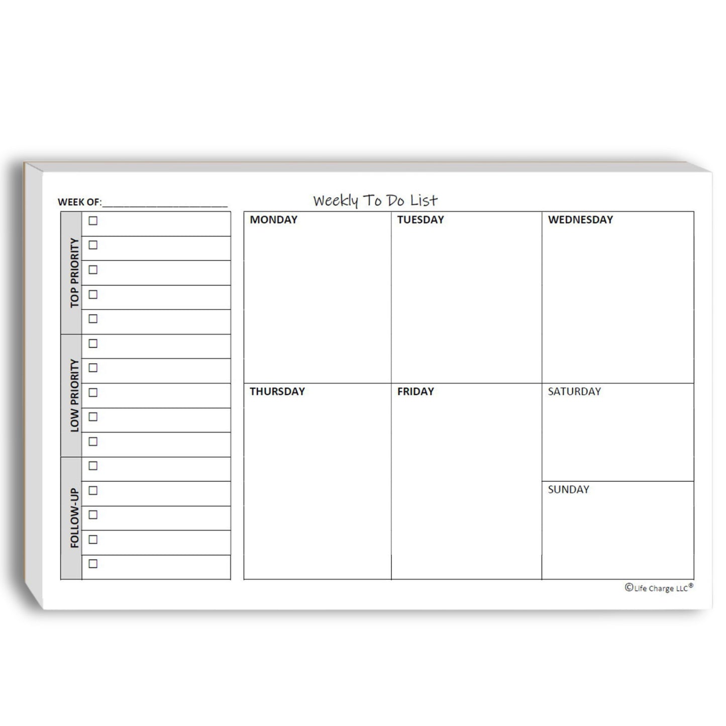 Weekly TO DO List Notepads (2 Pack, 50 Pages Each) Task Planner Pads w/Daily Checklist, Priority ToDo & Note Sections. Desk Notebook Pad to Organize Office. 8.5 X 5.5, A5 Sheets. Made in the USA.