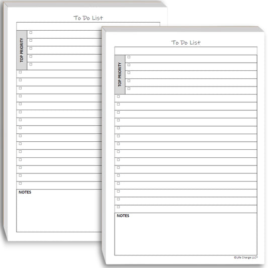 TO DO List Notepads (2 Pack, 50 Pages Each) Planner Pads. ToDo Checklist w/Priority & Note Sections. Organize & Track Projects, Clients or Daily Tasks. 5.5 X 8.5, A5 Sheets.