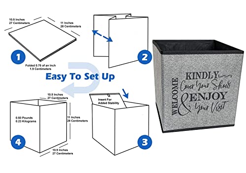 Life Charge Shoe Covers Box - Real Estate Agent Supplies Asking Guests to Please Cover Shoes - Disposable Shoe Bootie Holder For Realtor Listings & Open Houses - Indoor Use | 5 Pack Grey & Black