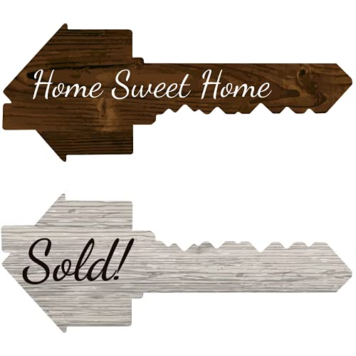 Extra Large Real Estate Key Sold Sign | One Sign Double Sided | Social Media Photo Prop for Realtors and New Home Owners | Real Estate Agent Gift (Home Sweet Home / Sold!)