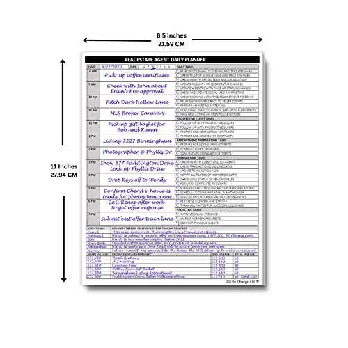 Agent Daily Planner Notepad – Real Estate Daily Task, Call & Mileage Log (8.5 × 11)