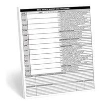 Load image into Gallery viewer, Real Estate Agent Supplies - Daily Planner Task List Notepad. Simple one page document with calendar, task lists, call and mileage log. Keep organized &amp; focused on selling real estate. 8.5 X 11
