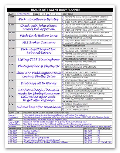 Agent Daily Planner Notepad – Real Estate Daily Task, Call & Mileage Log (8.5 × 11)