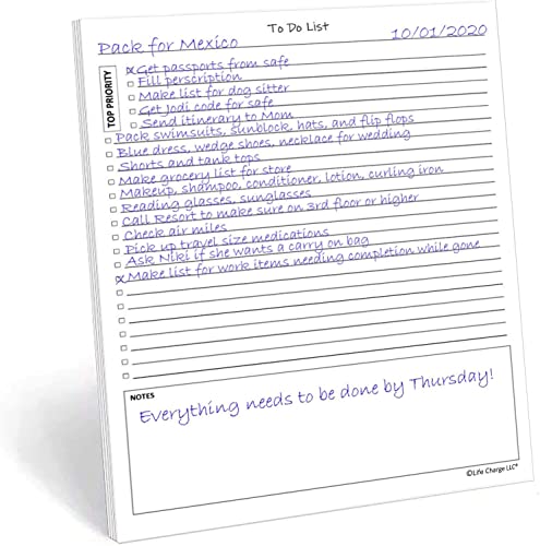 TO DO List Notepad, 50 Page Planner Pad. Undated ToDo Checklist w/Priority & Note Sections. Organize & Track Projects, Clients or Daily Tasks. 8.5 X 11, A4 Sheets.