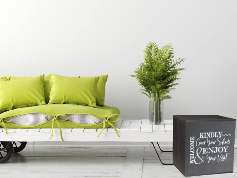 Life Charge Shoe Covers Box - Real Estate Agent Supplies Asking Guests to Please Cover Shoes - Disposable Shoe Bootie Holder For Realtor Listings & Open Houses - Indoor Use | 5 Pack Grey & White