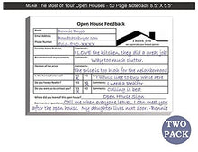 Load image into Gallery viewer, Open House Supplies – Real Estate Sign in Book Guest Registry Notepad to Collect Realtor Leads &amp; Feedback about a Home Sale. Includes Door Hanger &amp; Tent Card. Two-Pack. Life Charge, Made in the USA.
