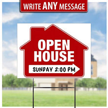 Load image into Gallery viewer, Open House Signs (5 Pack) – Premium LARGE 24” x 18” Open House Signs for Real Estate with Stakes – Professional Double-Sided Realtor Signs with Directional Arrows &amp; Heavy Duty Yard Sign Stakes…
