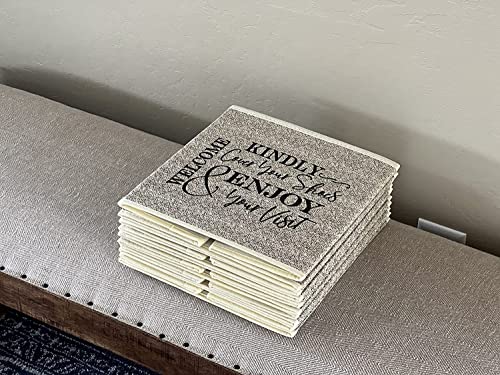 Life Charge Shoe Covers Box - Real Estate Agent Supplies Asking Guests to Please Cover Shoes - Disposable Shoe Bootie Holder For Realtor Listings & Open Houses - Indoor Use | 5 Pack Beige & Black