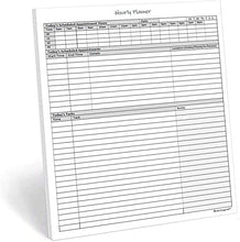 Load image into Gallery viewer, Hourly Planner Notepad. 50 Page Planning Pad w/Appointment Time Block, Task Log List &amp; Note Sections. For Office Work Schedule &amp; Time Management. 8.5 X 11, A4 Sheets.
