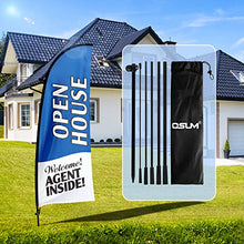 Load image into Gallery viewer, QSUM Open House Signs for Real Estate Agents, Open House Flag with Pole Kit/Ground Stake, Windless Opening Signs Banner for Business
