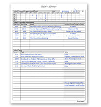 Load image into Gallery viewer, Hourly Planner Notepad. 50 Page Planning Pad w/Appointment Time Block, Task Log List &amp; Note Sections. For Office Work Schedule &amp; Time Management. 8.5 X 11, A4 Sheets.
