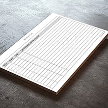 Load image into Gallery viewer, Activity Log Notepads(2 Pack, 50 Pages Each) Planner Pads to List a Task, Action or Contact. A Versatile Work Tool to Track Time &amp; Office Productivity. 8.5 X 5.5, A5 Sheets. Made in the USA.

