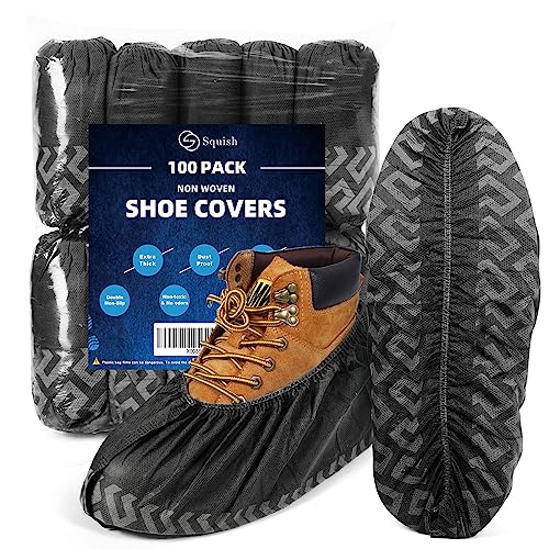 Shoe Covers Disposable Non Slip, 100 Pack(50 pairs) Thick Extra Disposable Boot Covers Slip Proof Shoe Cover for Indoors Outdoors Recyclable Durable Protector Covers Fits Virtually Most Shoes